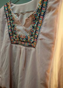 Embroidered V-Neck Blouse