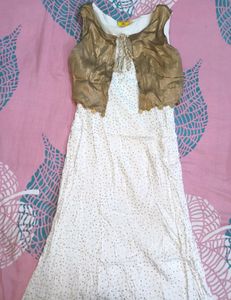 Sparkly White Dress with Gold Shrug