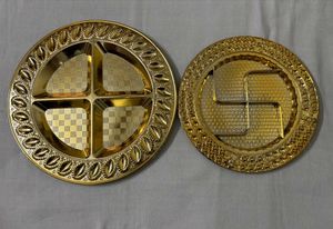 Decorative Golden Pooja Plates -2 pieces