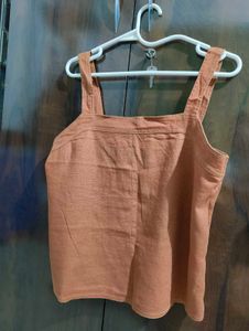 Orange Square Neck Tank Top