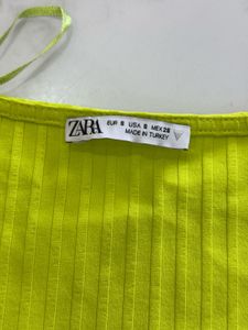 S Neon Green Ribbed Cropped Top