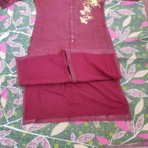 Unused Maroon Silk Cotton mix kurta