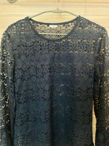 Navy blue lace top by Jacqueline de Yong only