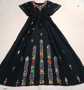 Hand Kantha Embroidered Kaftan Dress