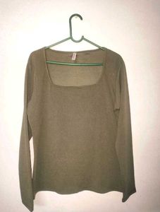 Olive Green Long Sleeve Top