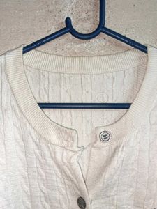 White Cable Knit Cardigan Sweater