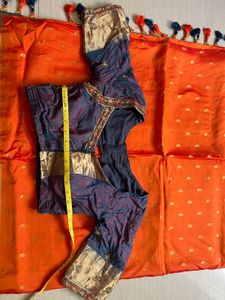 Vibrant Orange silk Saree with Blouse