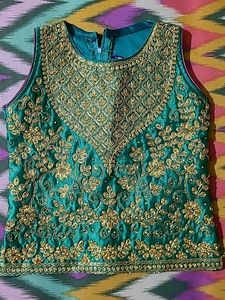 Gorgeous Green And Purple Ethnic Ghagra For Girl