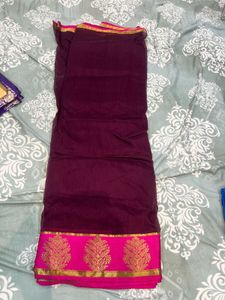 Elegant Purple Saree with Pink Border
