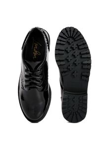 London Rebel Black Patent Lace-Up Shoes