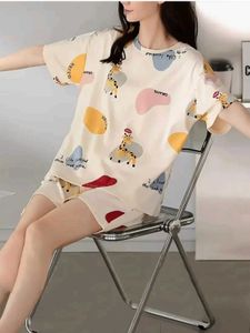 Louis Luxe Cotton blend Women's Giraffe Pajama Set