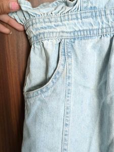 Light Wash Denim Pinafore Dress
