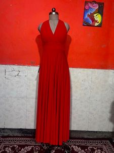 Stunning Red Halter Neck Maxi Dress