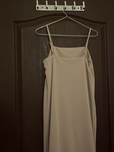 Sleek Beige Strappy Midi Dress