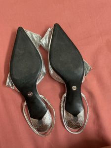 ZARA Silver Bow Heels