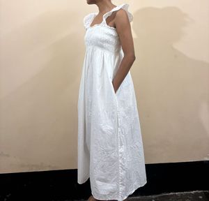White Smocked Maxi Dress