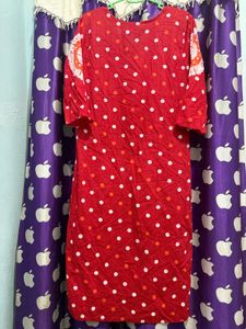Red Bandhani Print Kurta Set