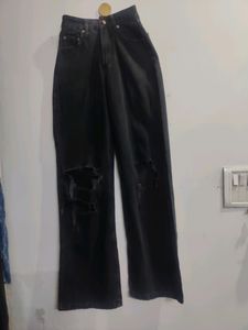 Ribbed Wide Leg Charcoal Jean For Girls In Good Co