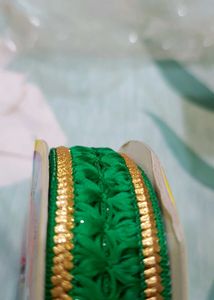 Emerald Green &amp; Gold Lace Trim
