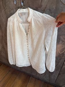 Chic White Broderie Anglaise Blouse