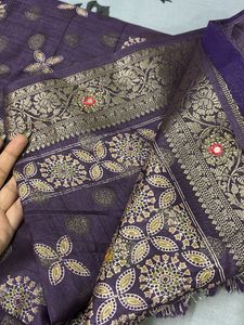 Designer Purple Saree with Tassels