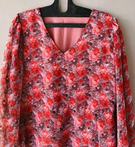 Floral V-Neck Maxi dress-bust 42,length52-53