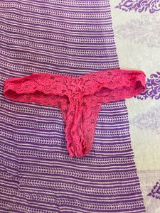 Hot Pink Lace Thong Panty