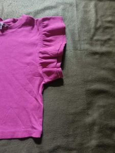 Cute Pink Ruffled Sleeve Top