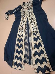 Stylish Navy Kurta Palazzo Set