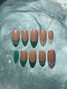 Polka dot teal press on nails