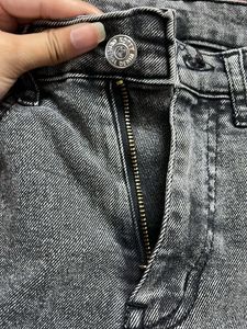 Dark Grey washed high waisted jeans