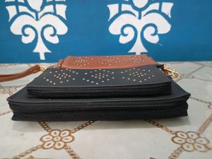 3 Pieces Combo Studded Brown Wallet