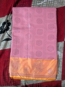 Elegant Pink Saree with Orange Border also bl