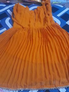 Orange Anarkali Kurta with Dupatta