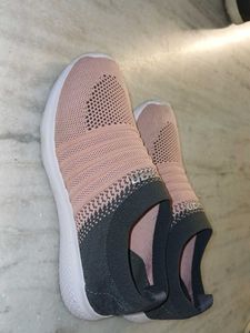 Stylish Pink &amp; Grey Slip-On Sneakers
