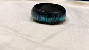 Unique Teal blue &amp; Black Swirl acrylic Bangle