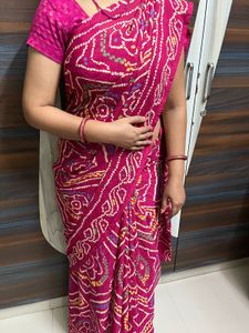 mesh beautiful chunri bhandej saree