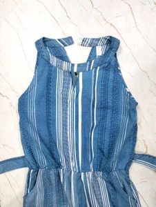 Chic Blue Striped Jumpsuit