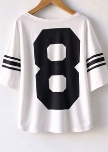 White '8' Graphic baggy  T-Shirt