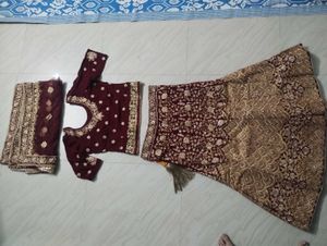 Maroon Velvet Lehenga Choli