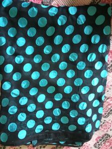 Black &amp; Teal Polka Dot Saree