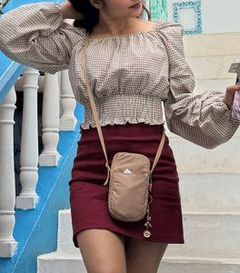 Chic Gingham Puff Sleeve Top
