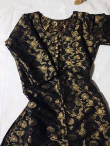 Black &amp; Gold Brocade Short Kurti