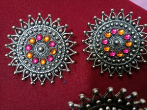 Statement earrings with  ring - Set of 3