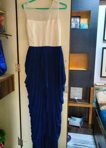 Elegant Blue &amp; White Embellished Gown