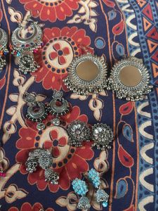 Boho Beaded Hoop Earrings &amp; Jhumka Set