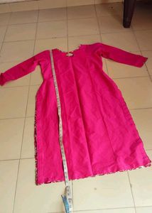 Vibrant Pink Kurti with beautiful skirt
