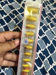 Gold Glitter Press On Nails