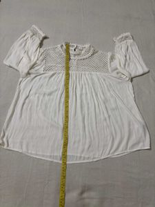 Crochet Boho Detail White Blouse