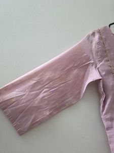 size L Light Pink Kurta with Polka Dots